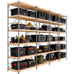 Modular Freestanding Metal & Wood Storage Shelving