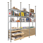 Modular Floor-to-Ceiling Metal Display Shelving System