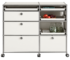 USM modular mobile storage cabinet with pull-out trays and caster wheels