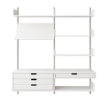 Track-mounted modular floating bookcase