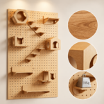 SVEORA Wall-Mounted Solid Wood Cat Climbing Pegboard System | Modular Cat Wall & Cat House - Image 2