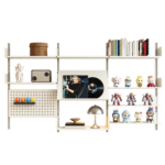 SVEORA Wall-Mounted Stainless Steel Track Shelving & Pegboard Display System | Adjustable Storage Rack