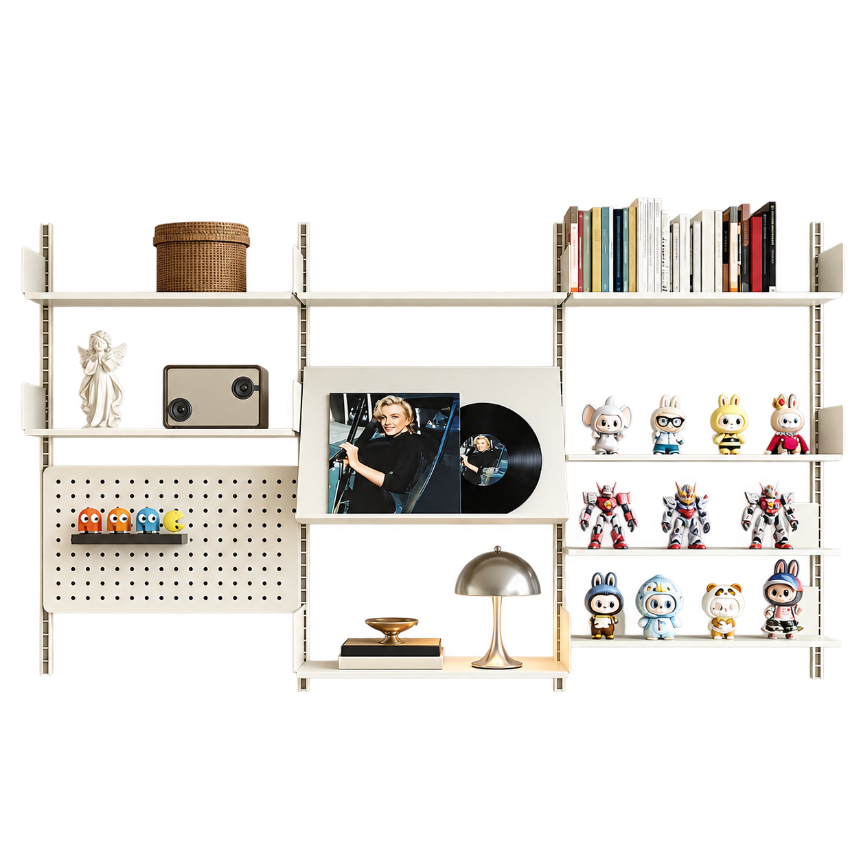 ChatGPT 图像 2026年9月27日 17_43_51 SVEORA Wall-Mounted Stainless Steel Track Shelving & Pegboard Display System | Adjustable Storage Rack - Image 1