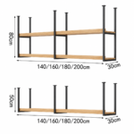 SVEORA Ceiling-Suspended Wood & Metal Storage Rack | Hanging Kitchen & Bar Shelf - Image 7
