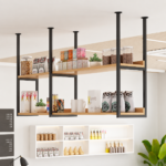 SVEORA Ceiling-Suspended Wood & Metal Storage Rack | Hanging Kitchen & Bar Shelf - Image 6