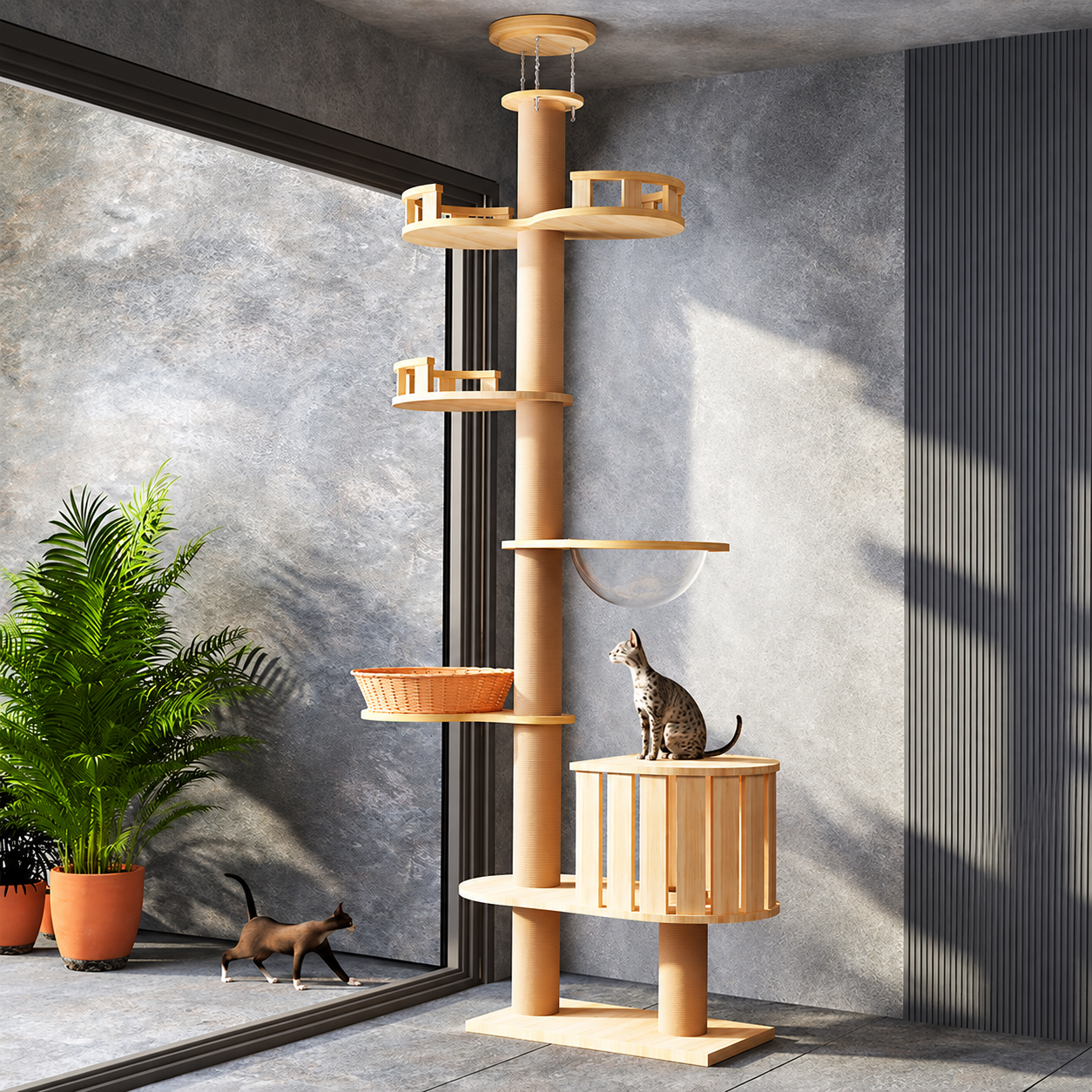 Codex 图像 2026年9月25日 00_43_01-4 SVEORA Floor-to-Ceiling Cat Tree & Tension Pole Climbing Tower - Image 1