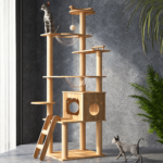 SVEORA Floor-to-Ceiling Cat Tree Tower with Cat House, Space Capsule & Scratching Posts - Image 6