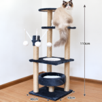 SVEORA Large Sisal Rope Cat Tree Tower with Scratching Posts & Cat Beds - Image 3