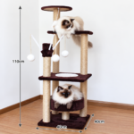 SVEORA Large Sisal Rope Cat Tree Tower with Scratching Posts & Cat Beds - Image 4