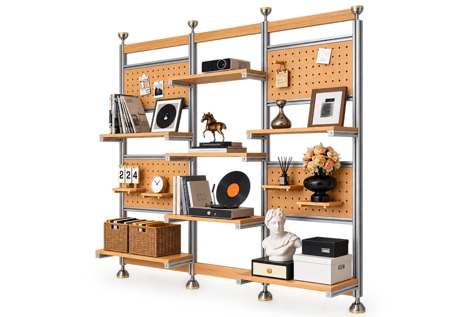 Codex 图像 2026年9月27日 16_12_07 SVEORA Floor-to-Ceiling Modular Aluminum Shelving & Pegboard Storage Wall - Image 1