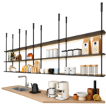 SVEORA Modular Metal & Wood Shelving System | Adjustable Floor-to-Ceiling Storage Rack