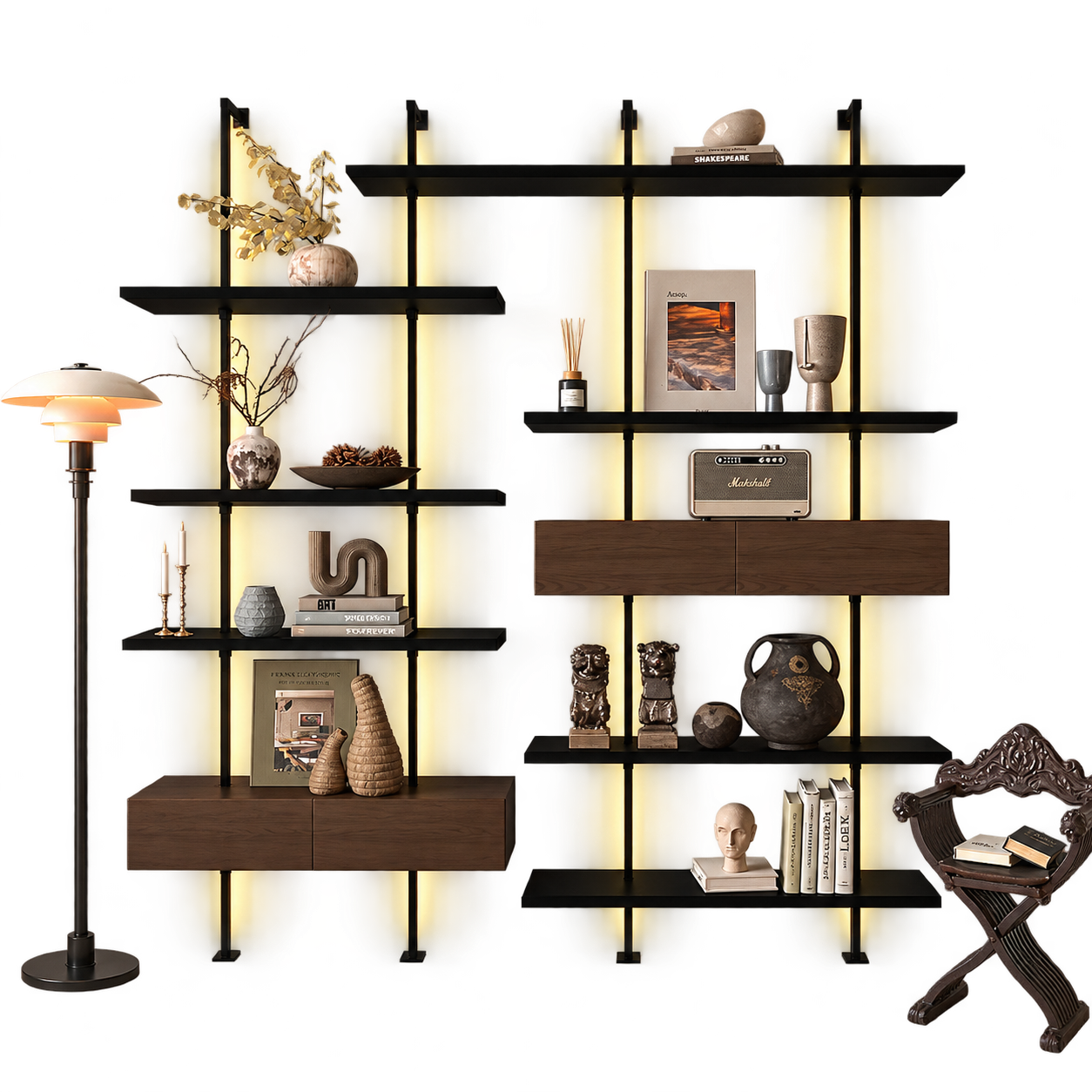 image-gen-2(20260923-105226) SVEORA Luxury Open Display Shelving with Optional Lighting - Image 1