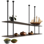 SVEORA Modular Metal & Wood Shelving System | Adjustable Floor-to-Ceiling Storage Rack - Image 2