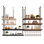 SVEORA Custom Aluminum Alloy Ceiling-Hung Multi-Tier Bar & Display Shelving System